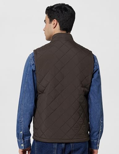 Image of Qube By Fort Collins Men's Sleeveless Jacket - Diamond Quilted Padded Vest for Men | Full Zip High Neck Half Jacket with Stand Collar & Side Pockets for Winter Wear, Office, Travel & Daily Use