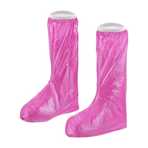 M METERXITY 1 par de cubiertas de zapatos impermeables - reutilizables, antideslizantes, plegables de PVC con cierre, para deportes al aire libre (L, rosa) miniatura 1