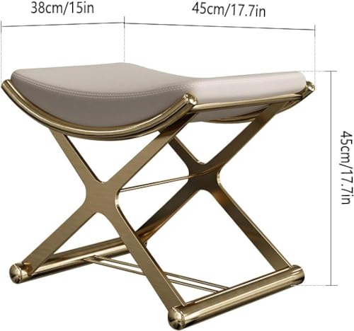 Taburete de tocador de cuero de diseño moderno con patas de metal estables 3