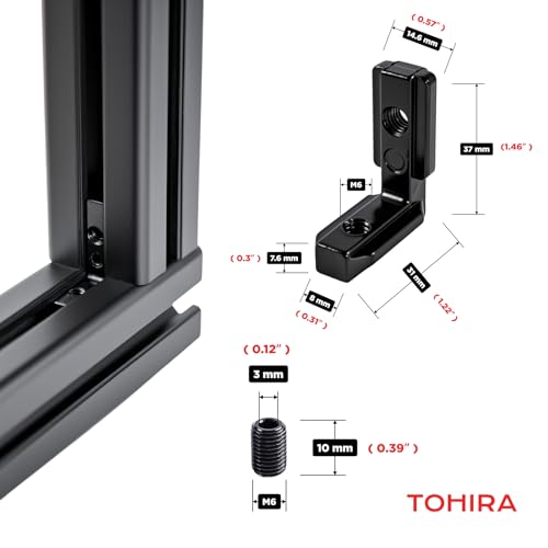Image of 3030 Series Aluminum Extrusion Inside Corner Brackets - 10 Sets Black Brackets for 8mm T-Slot, CNC /Robotics Frame Accessories