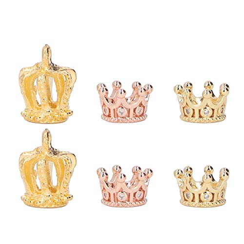 6 Pièces Mini Couronne Dorée Design élégant Métal Couleur Vive Couronnes en or Rose avec Strass pour Bijoux à Bricoler Soi-même Pendentif Fabrication Artisanale Cover