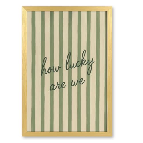 Trendy How Lucky Are We Poster Vintage Green Striped Wall