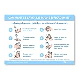 Affichage méthodique : Comment se laver les mains efficacement - Panneau d'affichage - Plastifié et effaçable - Fabriqué en France