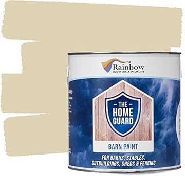 HOME GUARD BARN PAINT Exterior Wooden Buildings Barns Sheds Fences Protection Water Based Hard Wearing Matt Finish (5 Litre, Barn Cream)