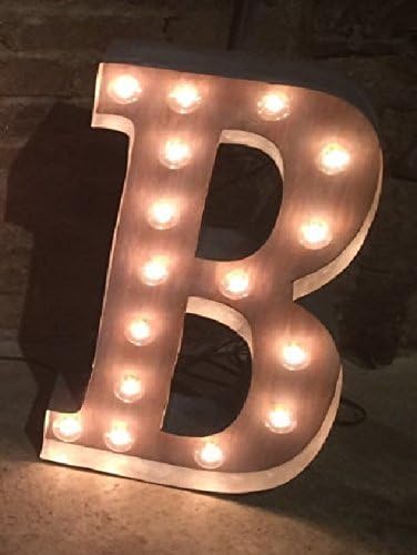 Baby Marquee Light Up Letter Sign - CUSTOM A-Z Light Bulb Marquee Sign - Rustic Industrial Lighting w/ Metal, Wood & Vintage Bulbs, Letter Sign Wall Light Battery Operated or Plug In marquee letter
