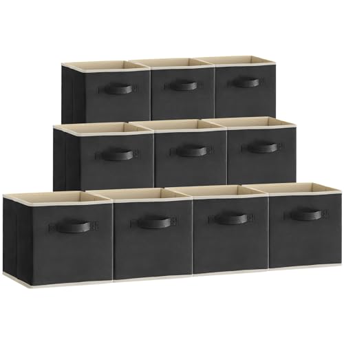 Lifewit Lot de 10 Cubes de Rangement Pliables, Panier en Tissu, Caisse, Boites Rangement avec Poignées, Organisateur pour Vetements, Jouets, 26,5 x 26,5 x 28...