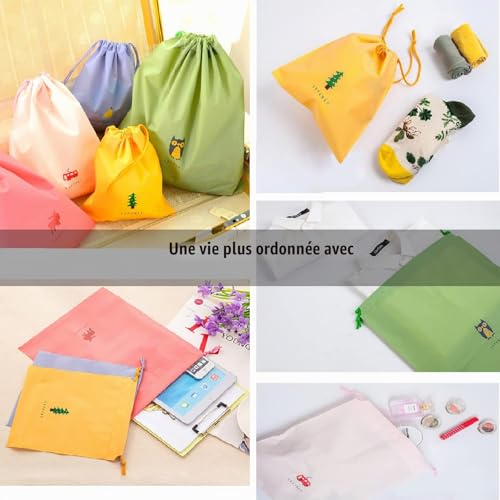 8 Pièces Sac à Cordon PE Jouet Organisateurs Bagage, Sac Linge Sale Enfant, Sac de Rangement pour Voyage Gym Pochette Plastique – vue 6