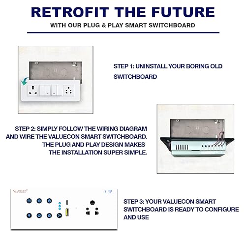 Image of i380 6 modular Smart Wifi Switch Board with 4 Switch,1 Fan,1 Socket, C & A type USB charging ports| App Control, Voice-controlled by Alexa, G. Home, G. Assistant-G. Grey