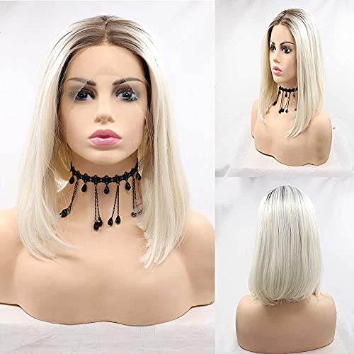 Perruque blonde platine pour masquer la perte de cheveux avec réalisme
