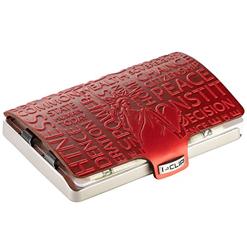 Image of I-CLIP Heritage Steel Blasted Liberty Desert, Wallet, Card Holder, Slim Wallet, Smart Wallet, Stainless Steel, Red, Sleek