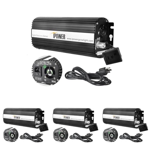 iPower 400W Ballast, Digital Dimmable Electronic Horticulture Ballast, Suit for Hydroponic HPS MH Grow Light System, Black (Pack of 4)