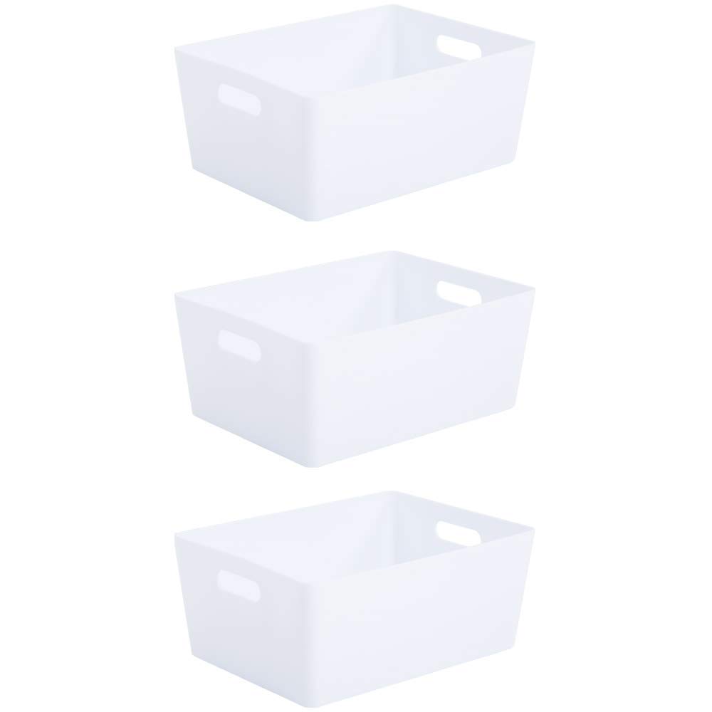 Wham Bam 5.02 Ice White Plastic Studio Storage Baskets Office Home & Kitchen Tidy Organiser 35 x 26 x 15cm (3 Baskets)