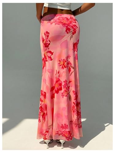 Milumia Women's Floral Low Waist Maxi Skirt Summer Vacation Fishtail Bodycon Skirts3