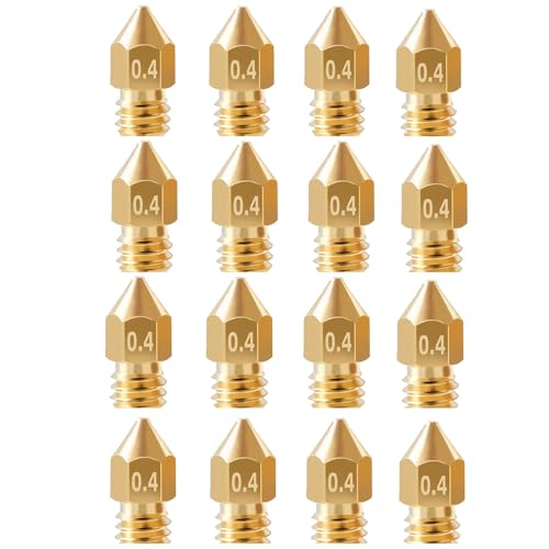 16Pcs Ender 3 Nozzles 0.4mm, MK8 Extruder Nozzles 0.4mm Compatible for Creality Ender 3 v2/Ender 3 Pro/Ender 3 Max/Ender 5 Pro/Ender 3 S1/Ender 3 Neo/CR-10 Series 3D Printer Brass Nozzles,