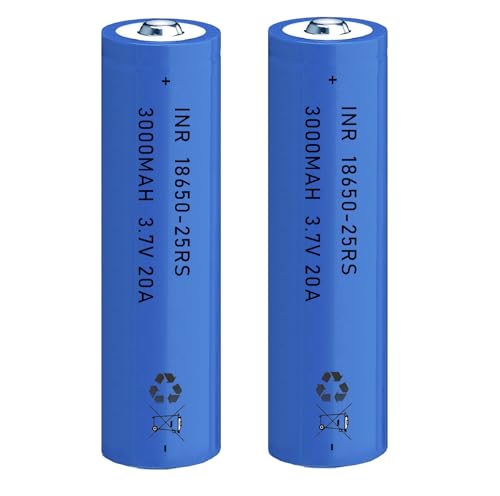 AFSONGOO 2 Pack 3.7 Volt 18650 Rechargeable Battery 18650 Li-ion 18650 Button top Battery for Flashlights, Headlamps, Doorbells, RC Cars (Blue)