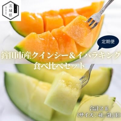 (発送月固定定期便)5・6月発送 山一ファーム メロン食べ比べ(クインシーとイバラキング)全2回