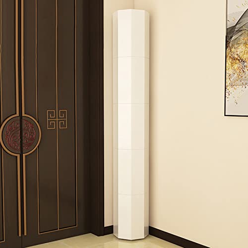 Zapatero giratorio blanco – Moderno organizador de zapatos redondo para entrada, pasillo y dormitorio, 43 cm de diámetro, elegante almacenamiento de zapatos con puertas
