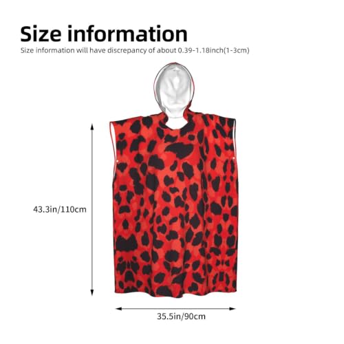 Poncho à capuche en microfibre léopard rouge - Poncho d'été léger pour le surf - 4