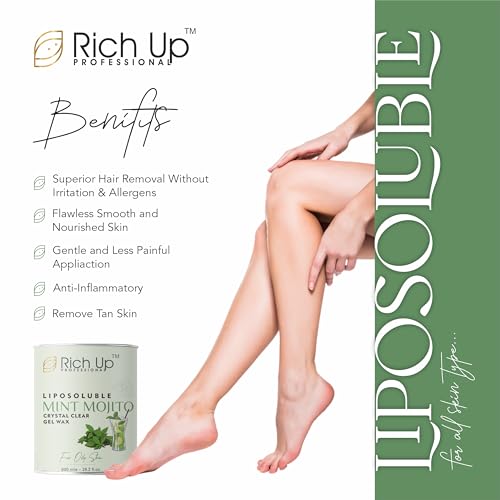 Image of Liposoluble Blueberry Crystal Clear Gel Wax, Normal Skin, 800ml, Painless Hair Removal with Vitamin C | Get 60 ml After Wex Oil & Gel And Facial Kit Free (Mint Mojito)