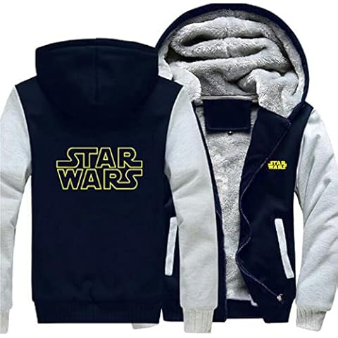 LYANXI Mens Hoodie Jacket Hooded Sweater for STAR WARS Print Casual Zip Warm Teen Sweatshirt Stitching Long Sleeve Coat Cover