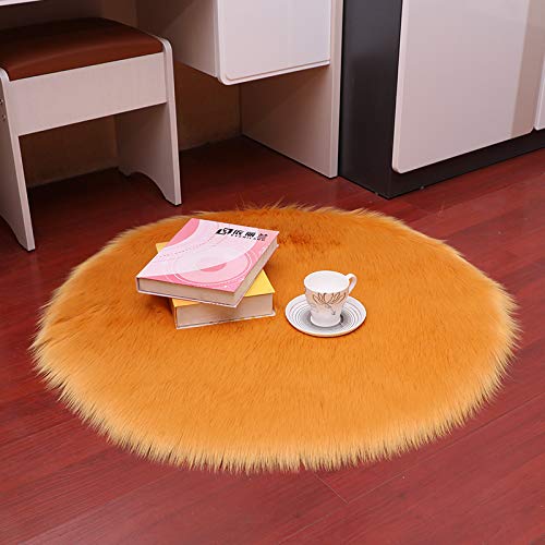 Tapis de fourrure moelleux style mouton couleur unie grand format rond 180 cm pour chambre