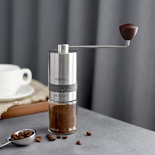 Vzaahu Manuelle Kaffeemühle mit Deckel, Edelstahl, schnelles Mahlen, konischer Frässtift mit verstellbarer Einstellung… – Bild 7