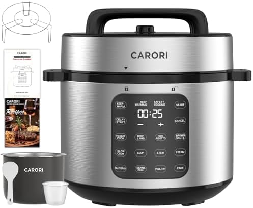 CARORI 8 Qt Electric Pressure Cooker, 9-in-1 Multi-Cooker with 12...
