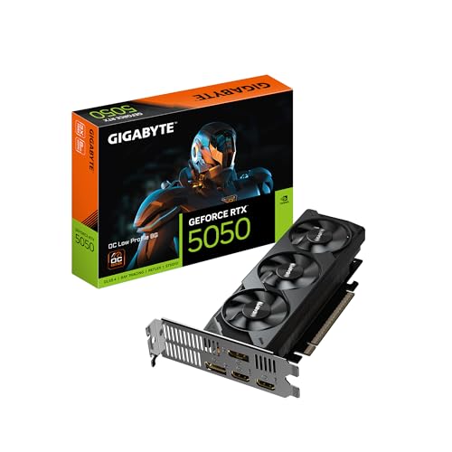 GIGABYTE GeForce RTX 5050 OC Low Profile 8G Graphics Card, 8GB 128-bit GDDR6, PCIe 5.0, Supports up to 4 displays, GV-N5050OC-8GL Video Card