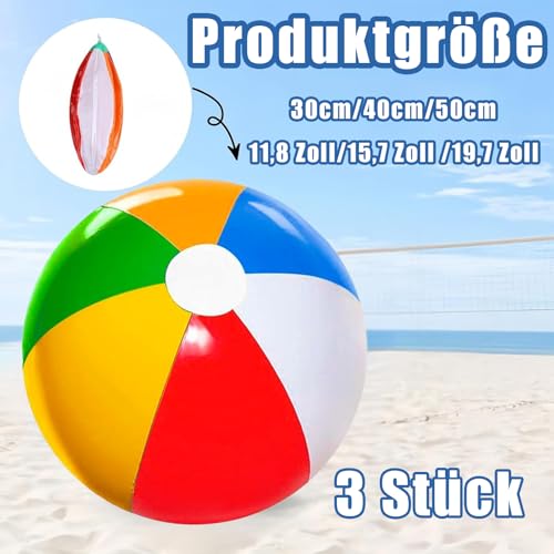 LandReCol 3 Stück Wasserball Aufblasb, Wasserbälle für Pool & Strand in 3 Größen (30cm/40cm/50cm)! Robuste, kinderfreundliche Aufblasbare–perfekt für Familien, Strandparties und Wasserspiele