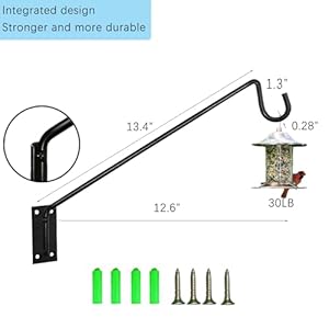 Heavy duty deck bird feeder hanger hook wall mounted 133 inch 4 pack for plantersplants flower suet basketslanternswind chimes holiday decoration  urban country home decor