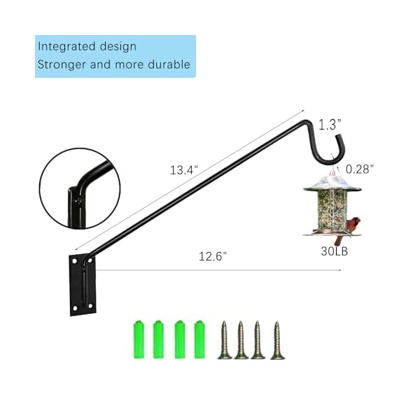 Heavy duty deck bird feeder hanger hook wall mounted 133 inch 4 pack for plantersplants flower suet basketslanternswind chimes holiday decoration  urban country home decor