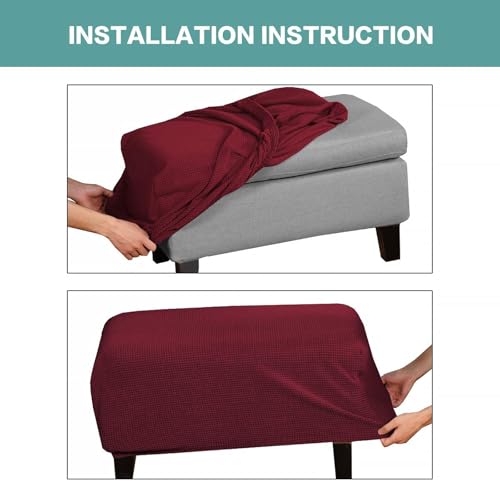 Housse élastique pour pouf de rangement rectangulaire XL kaki - 7