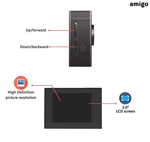 Image of (Refurbished) Amigo AC-11 HD Sports Action Camera with 12MP High Resolution Lens | 720p HD Image with Wide Angle Lens and Waterproof Upto 30 Meters (Black) | Works Best with Class 10 Micro SD Card