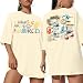 Around The World Shirt Women Oversized Shirts Magic Tour Graphic Tees Loose Fit Traveler Vacation Tops Apricot