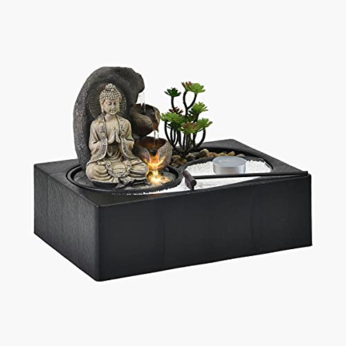 Image of Home Centre Corsica Black Polyresin Buddha Indoor Fountain- 21cmx22cm, Standard (CORSICA-1201134L)