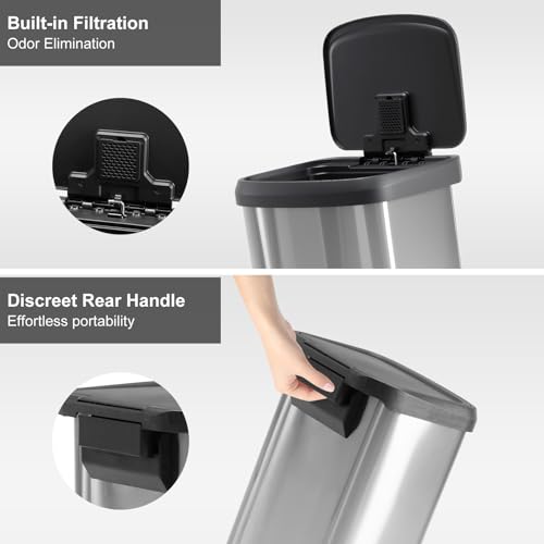Image of DUMOS 21 Gallon /80 Liter Kitchen Trash Can with Lid, Stainless Steel Garbage Can with Soft-Close Lid & Foot Pedal, Large Step-on Waste Bins Trash and Recycle Bin Combo for Home Office