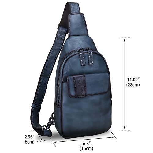 Lrto Genuine Leather Sling Bags Hiking Sling Backpacks Fanny Pack Vintage Handmade Crossbody Chest Daypack Shoulder Bag (Grey) #TOP4