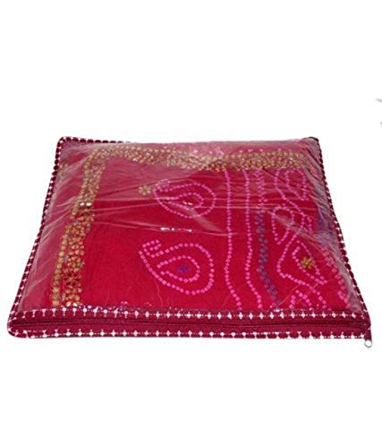 Image of Kuber Industries Nylon Clothes Organizer For Wardrobe (Pack of 12) - Single Storage Organizer For Saree | Salwar Suit | Lehenga - Dress Organizer For Wardrobe - Single Saree Covers With Zip (Maroon)