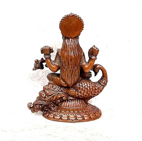 Image of Copper Idols of god Saraswathi, 4.1cm, 98 Grams Copper Handmade Pack of 1 Piece