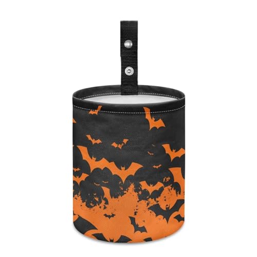 Image of Halloween Bat Print Car Garbage Can Mini Car Trash Bin Truck Organizer Auto Storage Bag Waterproof Portable Accessories Road Trip for Kids