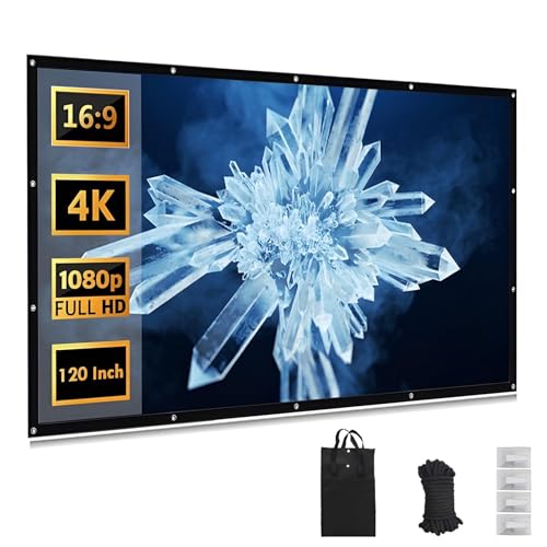 ZIHQRgE Écran de Projection Portable 60-120 Pouces Anti-Plis Écran 4k HD pour L'intérieur et L'extérieur Jardin Familial, Les Soirées Cinéma, Le...