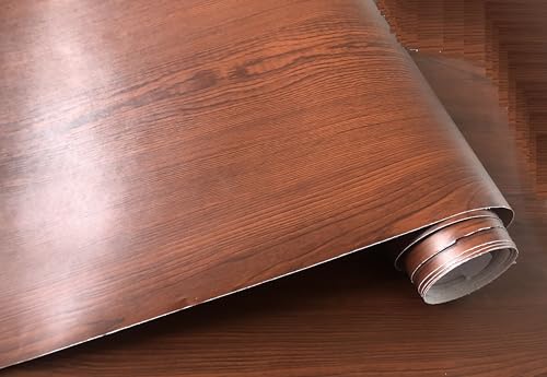 Image of SUNBIRD Wood Furniture Wallpaper Vinyl, Self-Adhesive Wood Wall Paper, Almirah,Kitchen Home Decoration 24in x 3 Meter (Deep Briown)