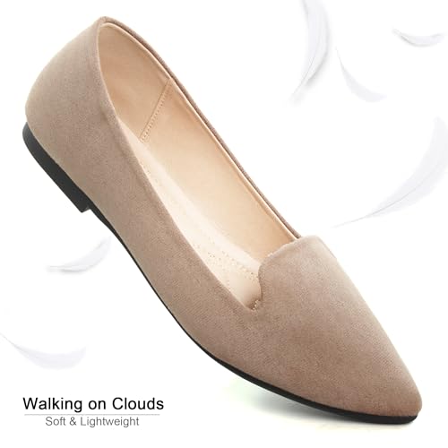 Image of Dear Time Women's Pointed Toe Ballet Flats Simple Casual Office Work Flats Slip-on Comfortable Shoes