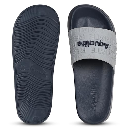 Image of Aqualite NEO-266 Men Slide Slippers with Comfotable Sole Slip-On Flat Flip Flops, Sliders, Chappal & Comfort Insole Slipper for Men