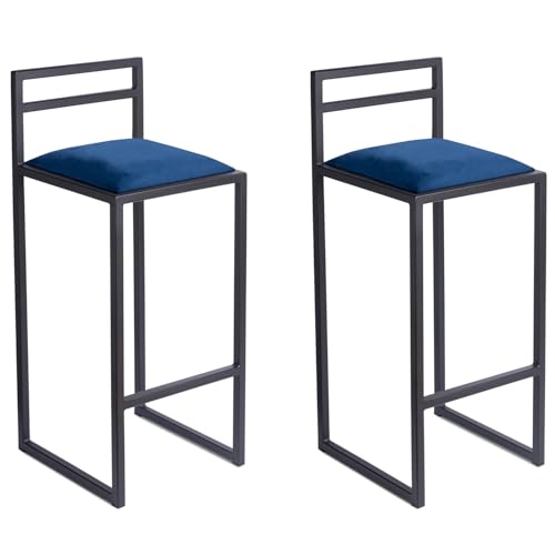 FERRO modern design Tabouret Bar Cuisine 84cm Noir - Fatto a Mano Chaise de Bar Lot de 2 - Stile Loft