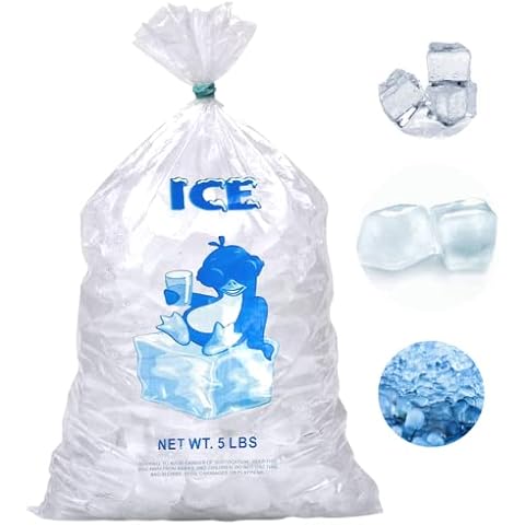 5LB Clear Plastic Ice Bags - 1000 Reusable Bags per case - 9"x18" Size - 1.25 mil thickness - Convenient Bulk Pack for Ice Storage and More Cover