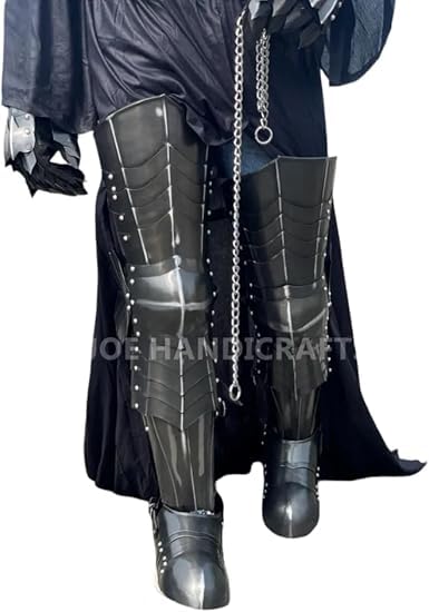 Dark Nazgul Beinpanzer, komplettes Set, Metall, Stahl, tragbar, Ritter, Beinschienen, Halloween, Cosplay, Horror, Fantasy, Rollenspiel-Outfit
