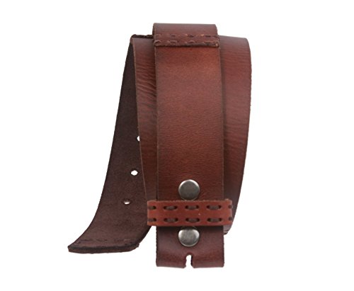 1 1/2 Inch Wide Snap On Oil Tanned Leather Belt Strap Size: M - 36 Color: Brown