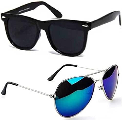 Image of UV-Protected Unisex Wayfarer And Aviator Combo Pack Of 2 Sunglasses