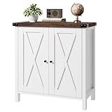 GarveeHome Kaffeebar-Schrank, Küchenschrank, Modernes Buffet-Sideboard Im Landhausstil Mit Verstellbarem Einlegeboden, Akzent-Schränke Mit Scheunentüren Für Küche, Esszimmer, Eingangsbereich